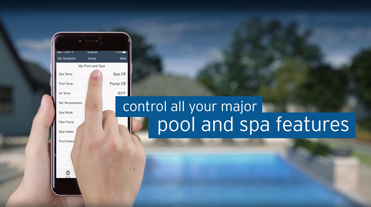 The iAquaLink Pool Control App lets you control your pool anytime, from anywhere